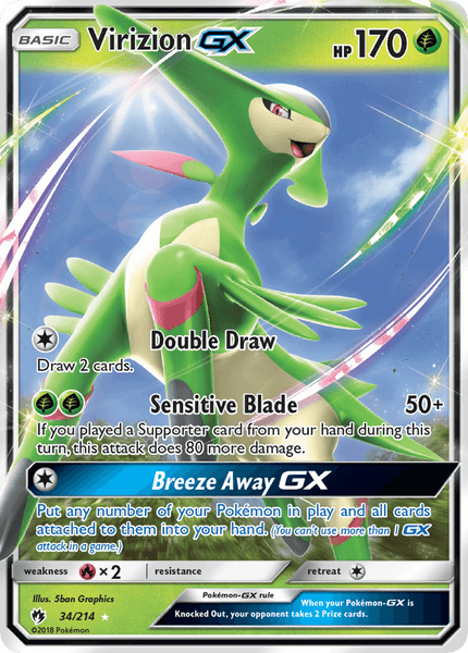 34/214 Virizion GX - Ultra Rare - Lost Thunder (LOT)