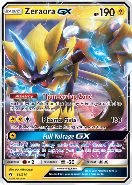 86/214 Zeraora GX GX - Ultra Rare - Lost Thunder (LOT)