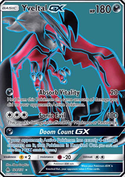 124/131 Yveltal GX - Full Art Ultra Rare - Forbidden Light (FLI)