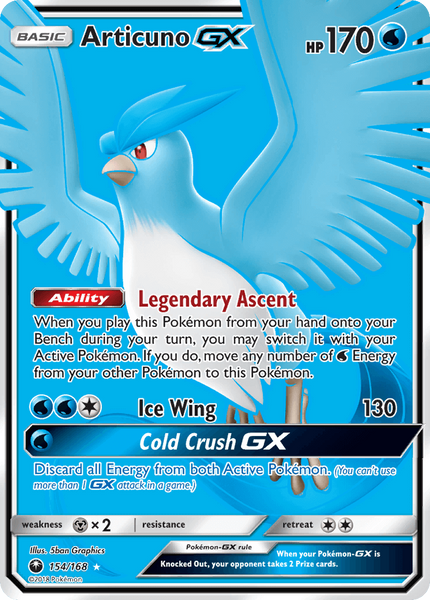 154/168 Articuno GX - Full Art Ultra Rare - Celestial Storm - CES