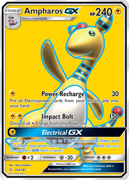 163/181 Ampharos GX - Full Art Ultra Rare - Team Up (TEU)