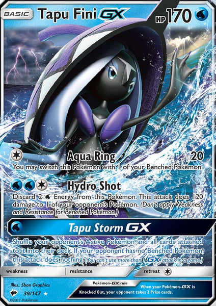 39/147 Tapu Fini GX - Ultra Rare - Burning Shadows (BUS)