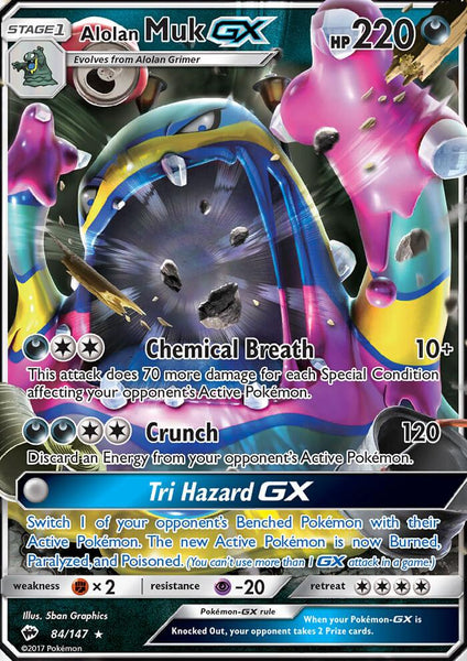 84/147 Alolan Muk GX - Ultra Rare - Burning Shadows (BUS)